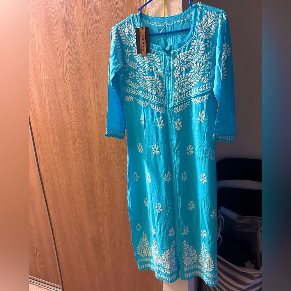 Modal chikankari kurti in blue